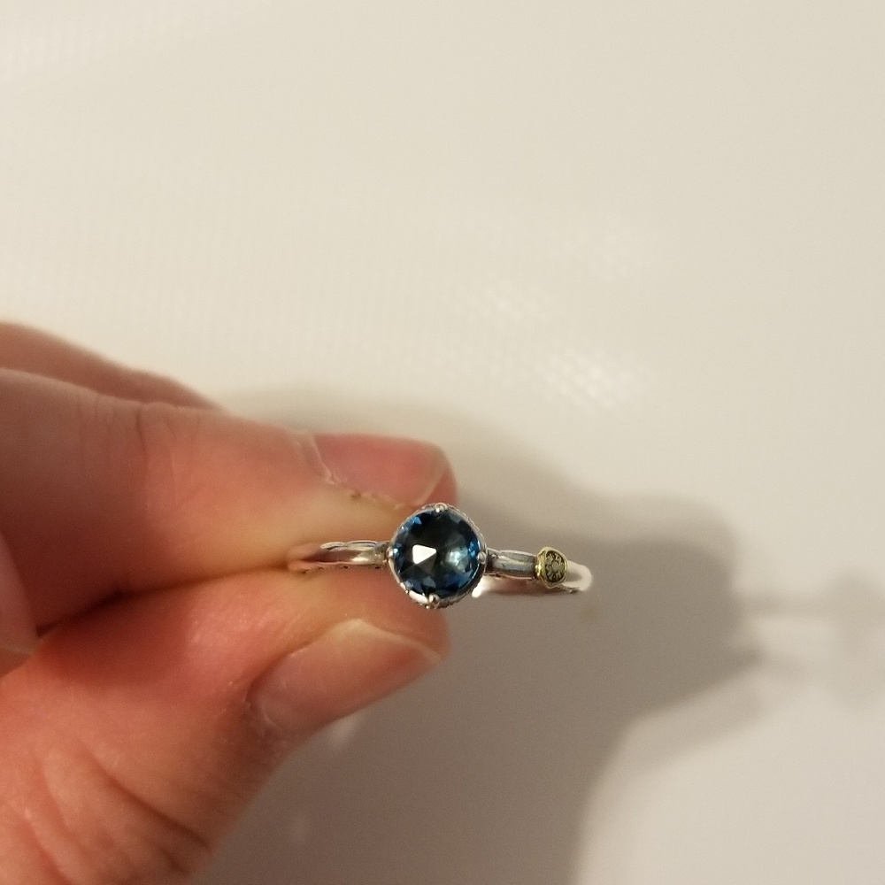Sterling Silver/18Kt London Blue Topaz Tacori Ring